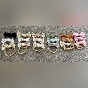 Baby Headband Hair Bows | Stretchy Nylon | Brand New | Neutral Color Pack